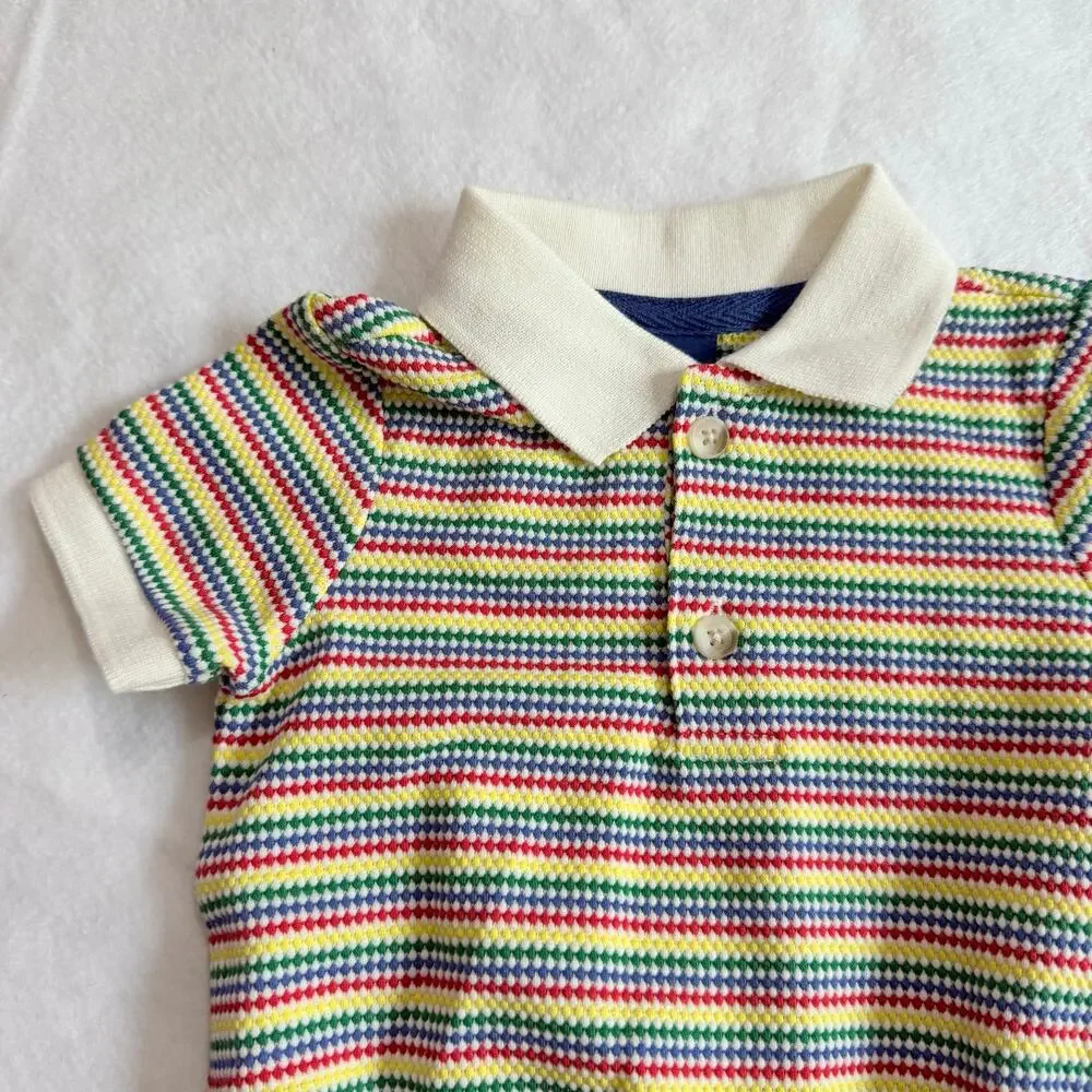 NWT Old Navy Rainbow Stripe Polo Bubble Romper Bodysuit Baby Boy 3-6 Months